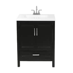 Salerno 25 in. Bath Vanity in Espresso with Cultured Marble Vanity Top in White with White Basin