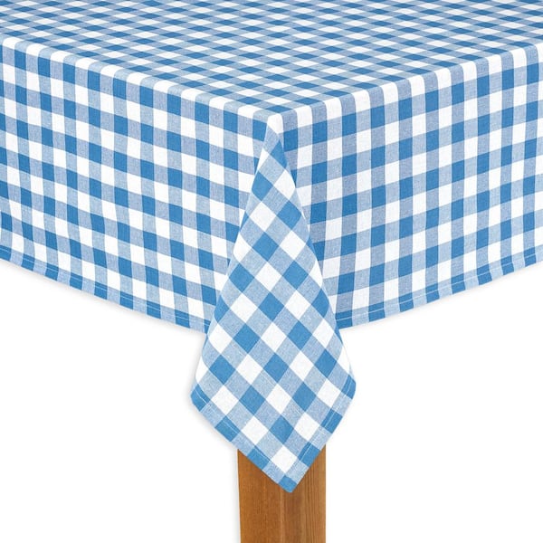 Lintex Buffalo Check 60 in. x 104 in. Navy 100% Cotton Table Cloth for Any Table