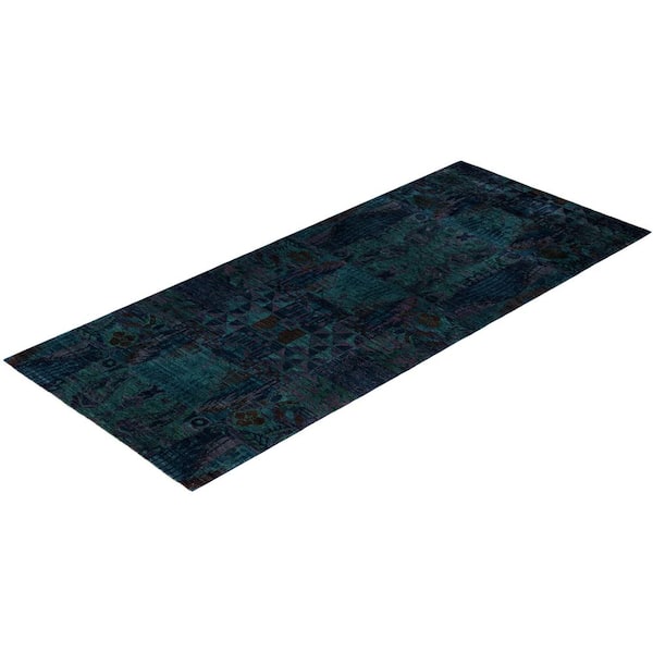 Overdyed Multi 5 ft. x 12 ft. Solid Wool Indoor Runner Rug