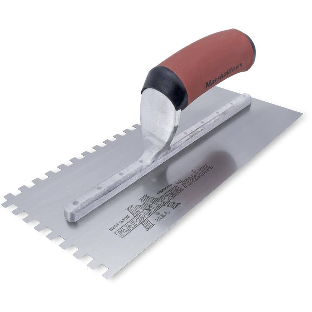 MARSHALLTOWN 11 in. x 1/4 in. Square Notched Flooring Trowel with Durasoft Handle