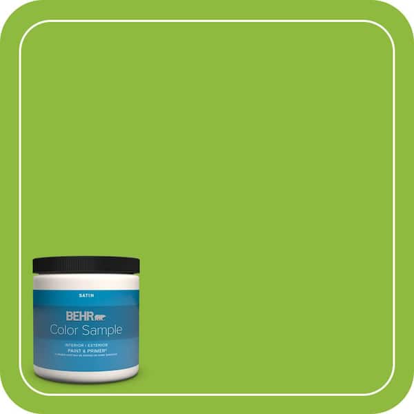 BEHR PREMIUM PLUS 8 oz. #S-G-420 Limeade Satin Enamel Interior/Exterior Paint & Primer Color Sample