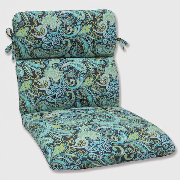 Pillow Perfect Paisley Blue/Green Pretty Rectangular Outdoor Seat Cushion