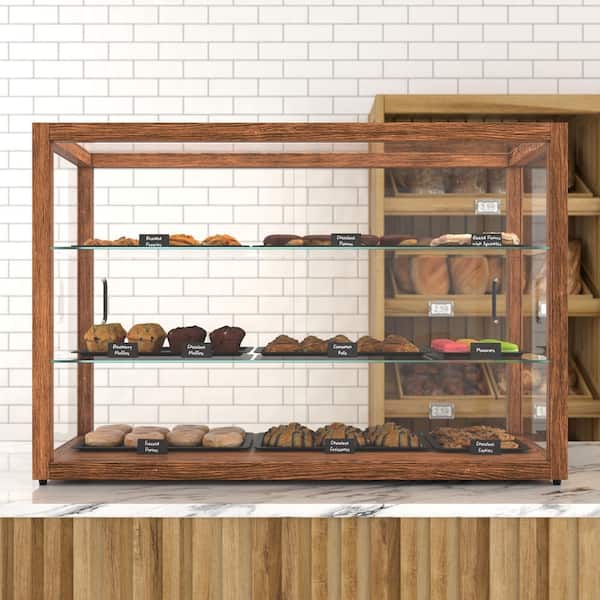 42 in. Artisan Horizontal Dark Wooden Bakery Display Case 8 cu. ft.