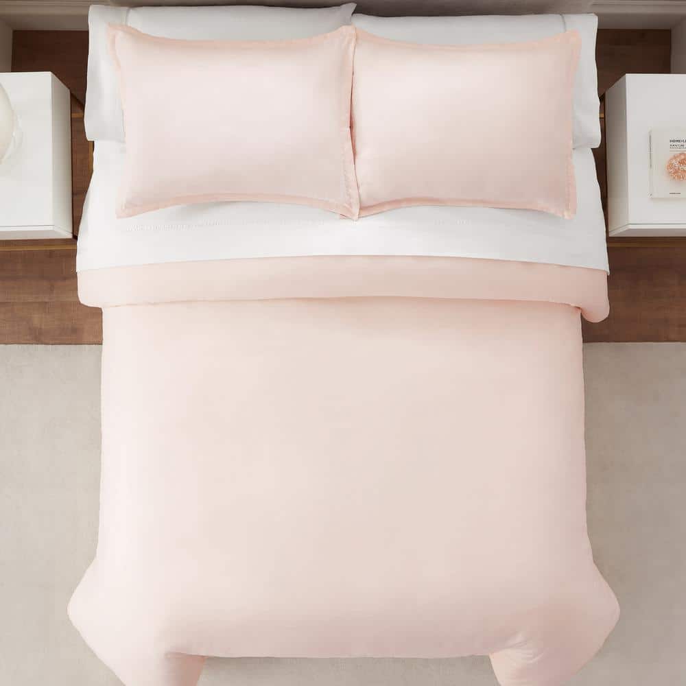 Blush Pink Microfiber Twin/Twin XL Duvet Cover Set