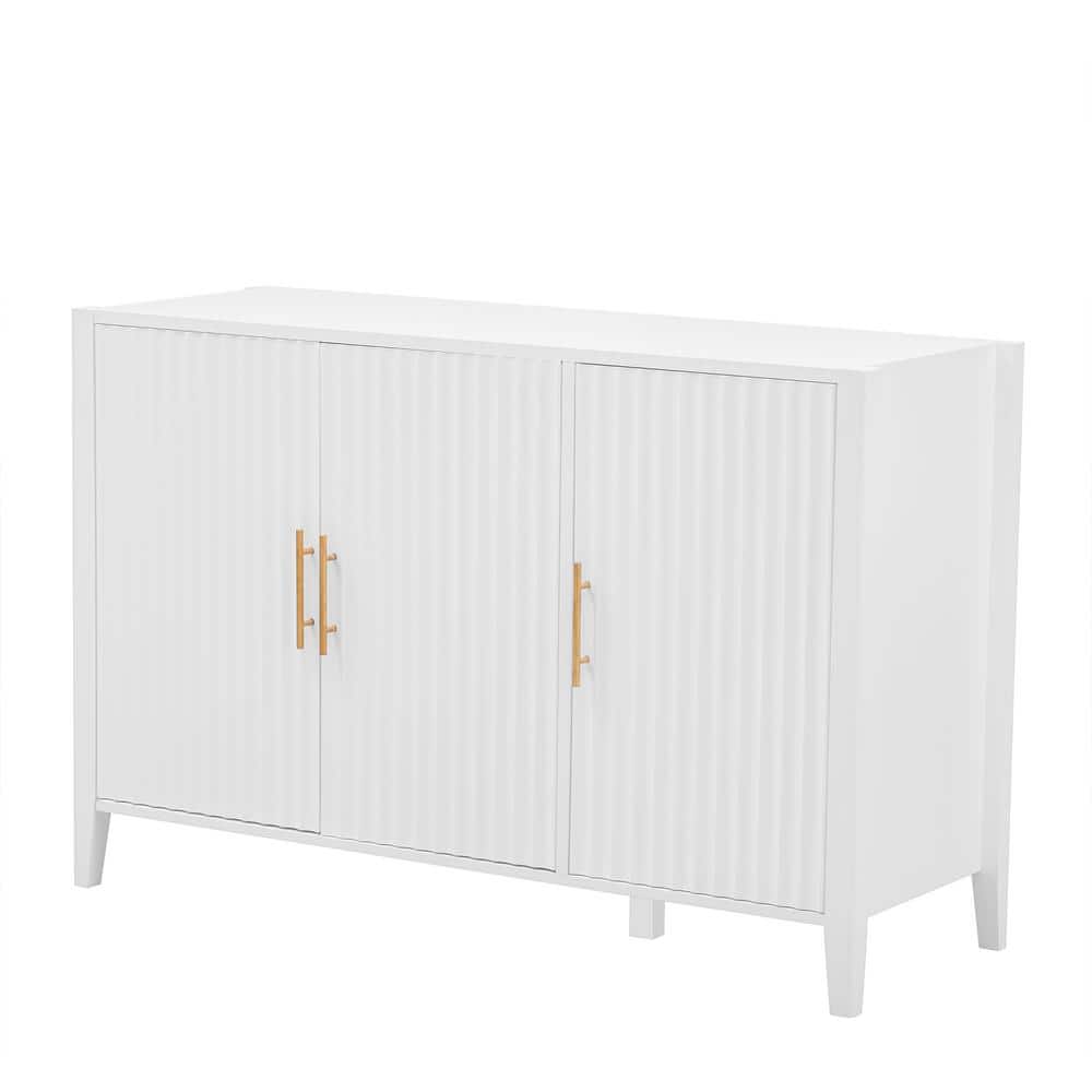 48.00 in. W x 17.70 in. D x 31.90 in. H White Linen Cabinet Three-door Stor