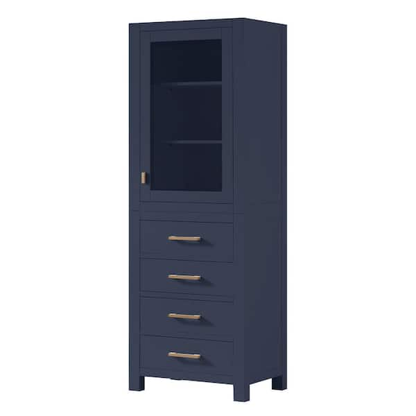 Modero 24 in. W x 20 in. D x 71.3 in. H Navy Blue Freestanding Linen Cabinet