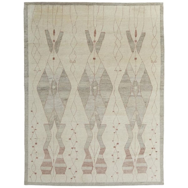 8 ft. x 10 ft. Gray, Red Geometric Area Rug
