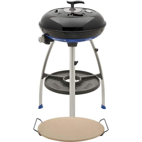 Cadac Carri Chef 2 Portable Propane Gas Grill in Black with Pot Ring, Pizza Stone, and Grill Plate