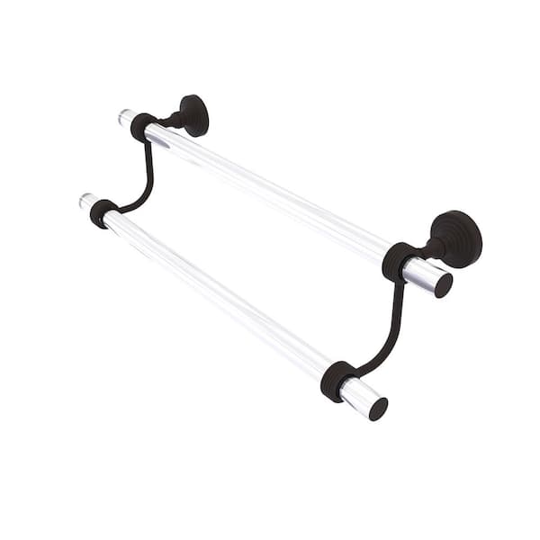 Allied Brass Pacific Grove Collection 24 in. Wall Mounted Double Towel Bar with Groovy Accents in Oil Rubbed Bronze