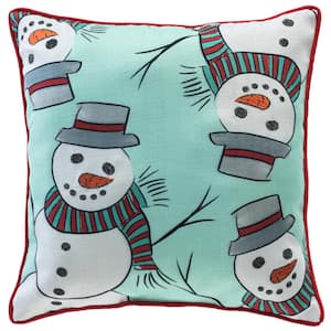 Sugarplum Knoll All over Snowmen 18 in. Welted Decorative Pillow