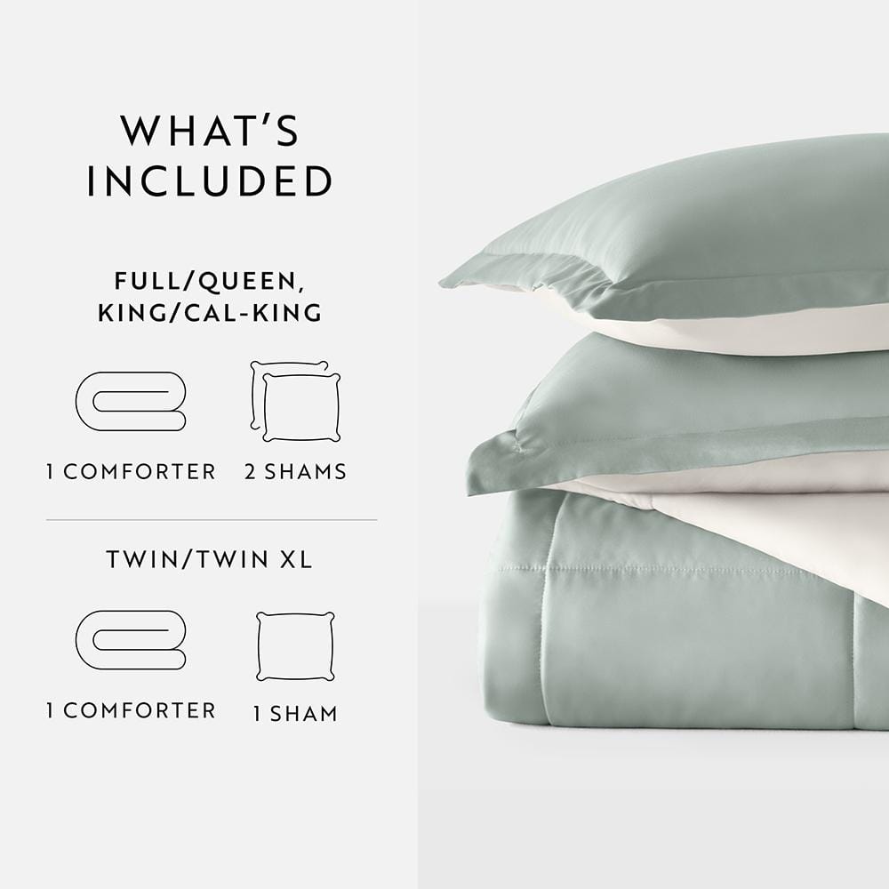 Twin Eucalyptus and Natural Microfiber Reversible Comforter Set