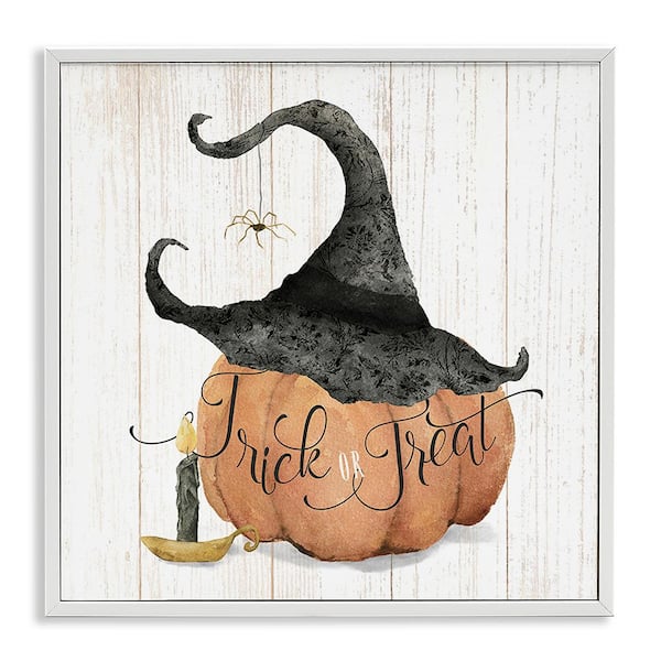 Stupell Industries Pumpkin and Witch Hat by Deane Beesley 1 Piece Framed Graphic Print Typography Poster Art Print 24 in. x 24 in.