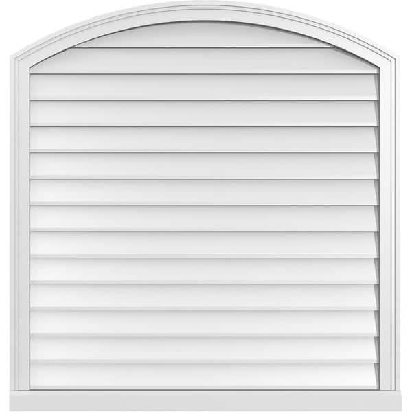 Ekena Millwork 40 in. x 42 in. Arch Top Surface Mount PVC Gable Vent: Functional with Brickmould Sill Frame