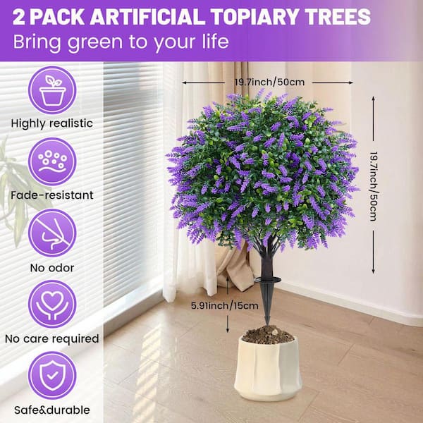 Artificial 25.6 ft. Lavender Tree 2 Pack UV Resistant Outdoor