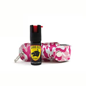 Pepper Spray in Keychain Leather Holster, Camo Pink