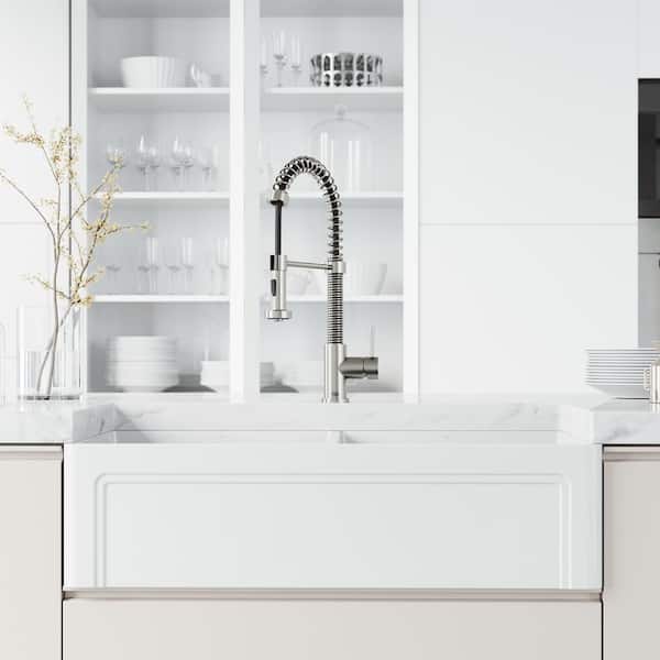 Edison Single Handle Pull-Down Sprayer Kitchen Faucet in Stainless Steel