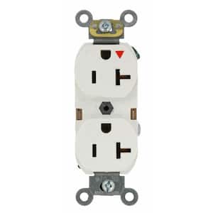 20 Amp Industrial Grade Heavy Duty Isolated Ground Duplex Outlet, White
