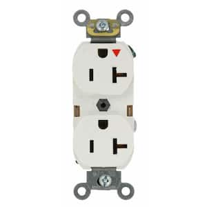 20 Amp Commercial Grade Double-Pole Single Outlet, White