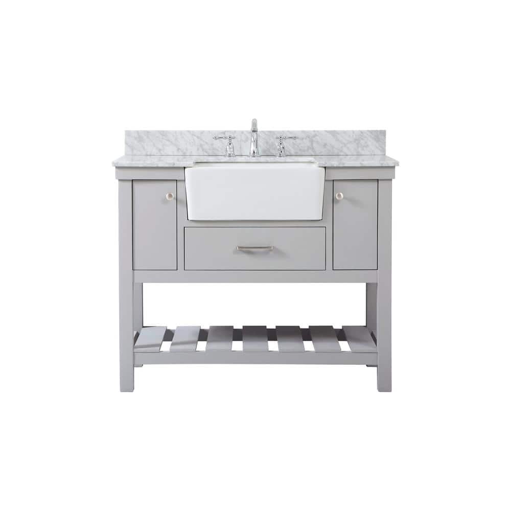 Timeless Home 42 in. W x 22 in. D x 34.13 in. H Bath Vanity in Grey with Ca