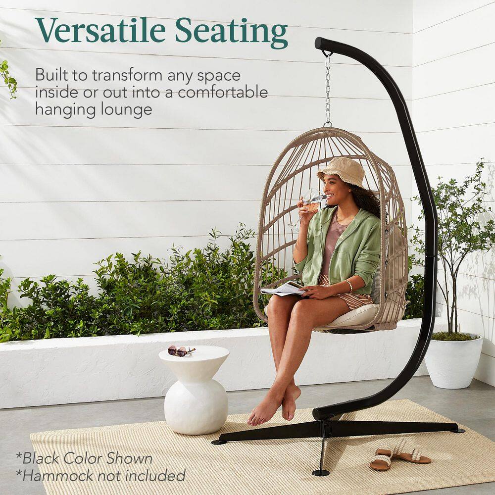 White Weather-Resistant Metal Hanging Hammock Chair Stand