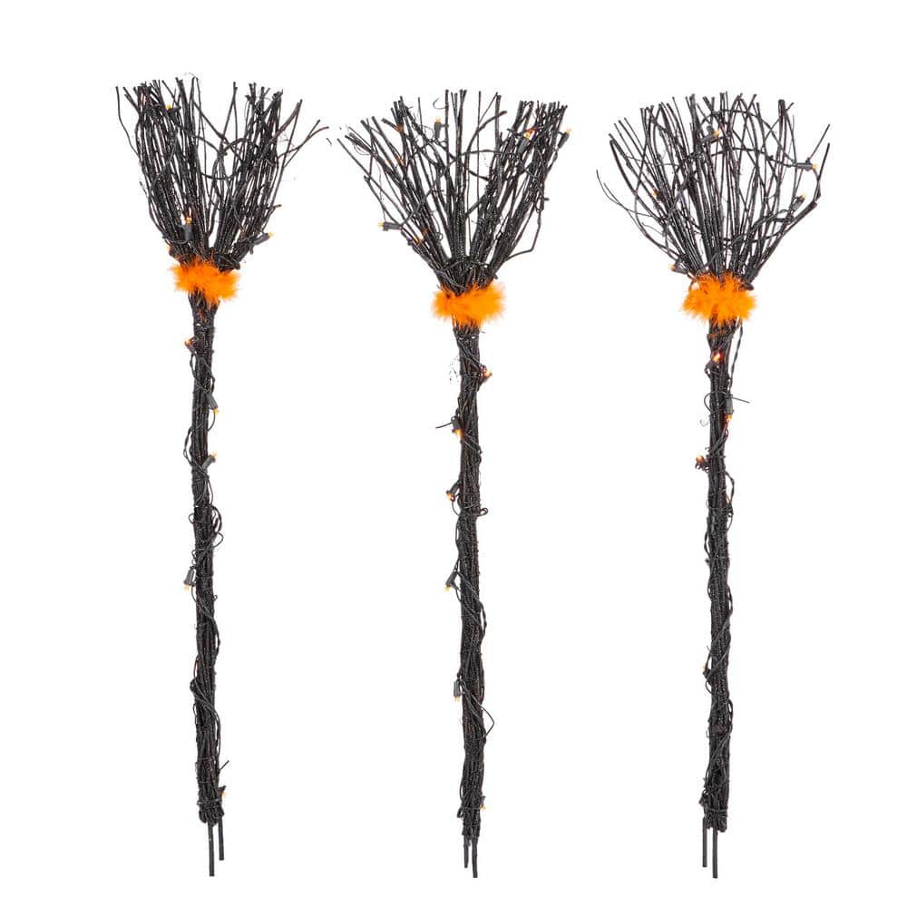 Home Accents Holiday Orange Pathway Lights, Black Broom