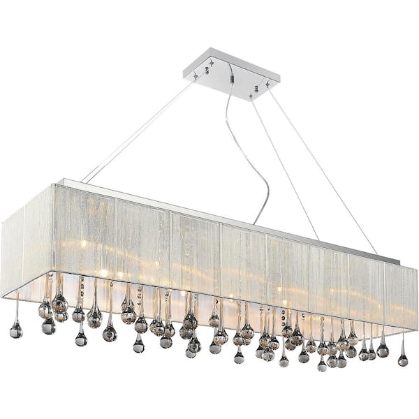 Water Drop 14 Light Drum Shade Chandelier With Chrome Finish