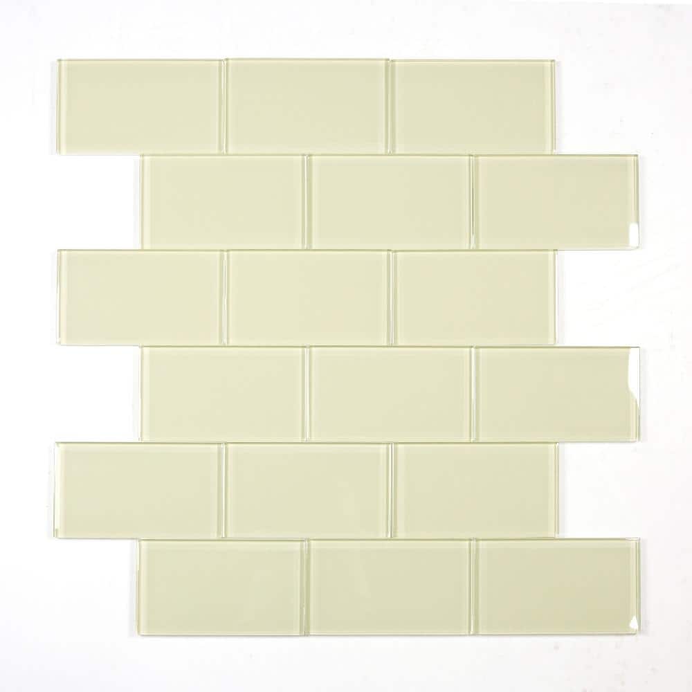 Metro Beige 3 in. x 6 in. Glossy Glass Subway Wall Tile (5 sq.ft/Case) price history on PriceWatchPro