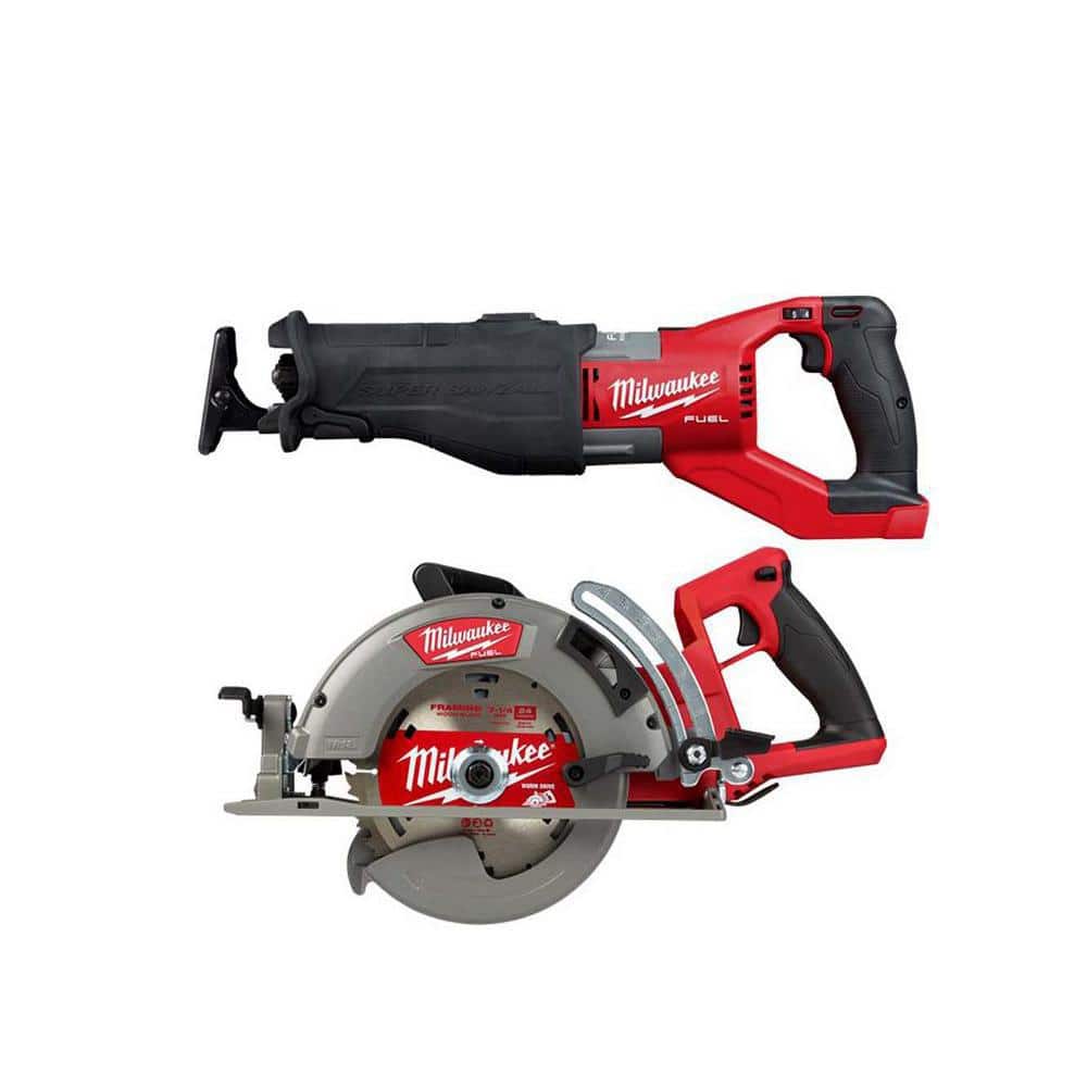 Milwaukee M18 FUEL 18V Lithium-Ion Brushless Cordless Super SAWZALL Orbital Reciprocating Saw w/FUEL 7-1/4 in. Rear Circ Saw
