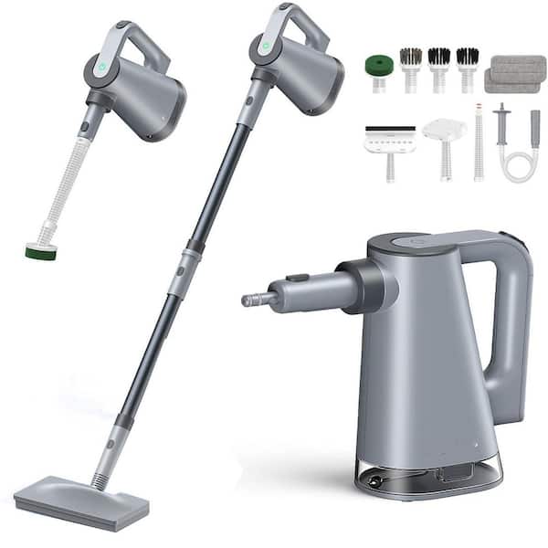 Commercial Corded Steam Mop and Handheld Cleaner for Floors Hardwood Tile Grout Windows in White with Multi Attachments