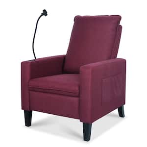 Red Modern Polyester Recliner with Phone Holder and Side Pocket