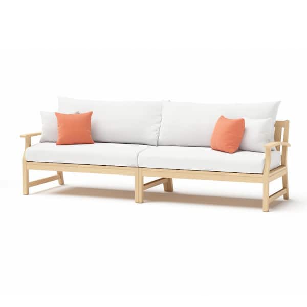 RST BRANDS Kooper 96in Wood Outdoor Sofa with Sunbrella Cast Coral Cushions