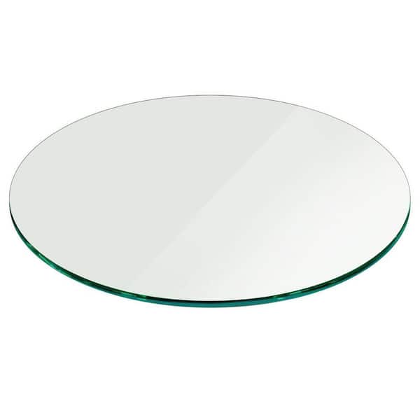 Fab Glass and Mirror 48 in. Clear Round Glass Table Top, 3/8 in. Thickness Tempered Pencil Edge Polished