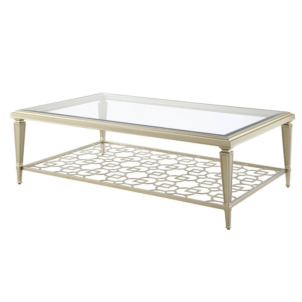 Zaba Silver and Clear Glass Rectangular Coffee Table