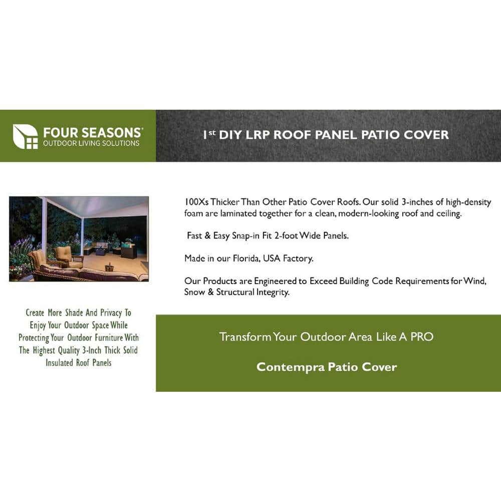White Aluminum 16' x 10' Insulated Roof Patio Cover
