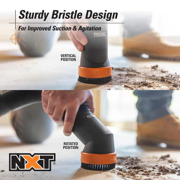 RIDGID - 2-1/2 in. NXT Max Locking Rotating Dusting Brush Accessory Shop Vacuum Attachment for RIDGID NXT Wet Dry Vacs