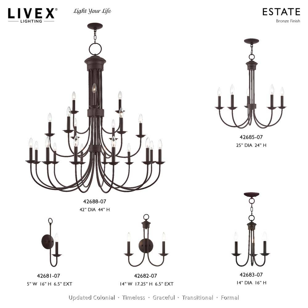 Estate Elegant Bronze 2-Light Wall Sconce with Steel Finish