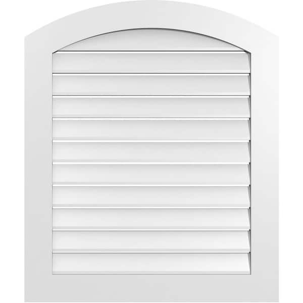 Ekena Millwork 32" x 36" Arch Top Surface Mount PVC Gable Vent: Non-Functional with Standard Frame