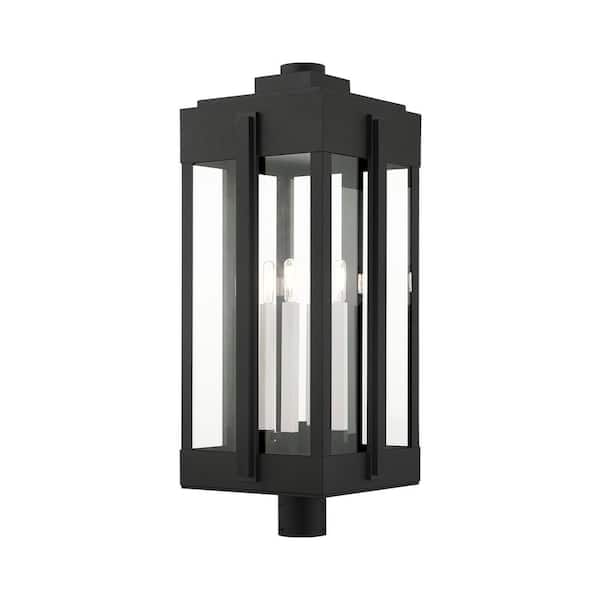 AVIANCE LIGHTING Cottingham 28.5 in. 4-Light Black Cast Brass Hardwired Outdoor Rust Resistant Post Light with No Bulbs Included