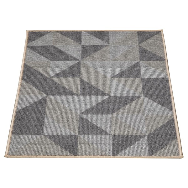 Ottomanson Ottohome Collection Non-Slip Rubberback Abstract Geometric 2x3 Indoor Entryway Mat, 2 ft. 3 in. x 3 ft., Black