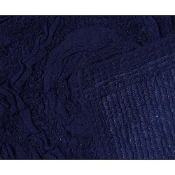 Veria 2 Piece Bath Mat with Textured Loops Details The Urban Port Navy Blue