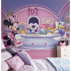 72 in. x 126 in. Minnie Fashionista Chair Rail Prepasted Wall Mural