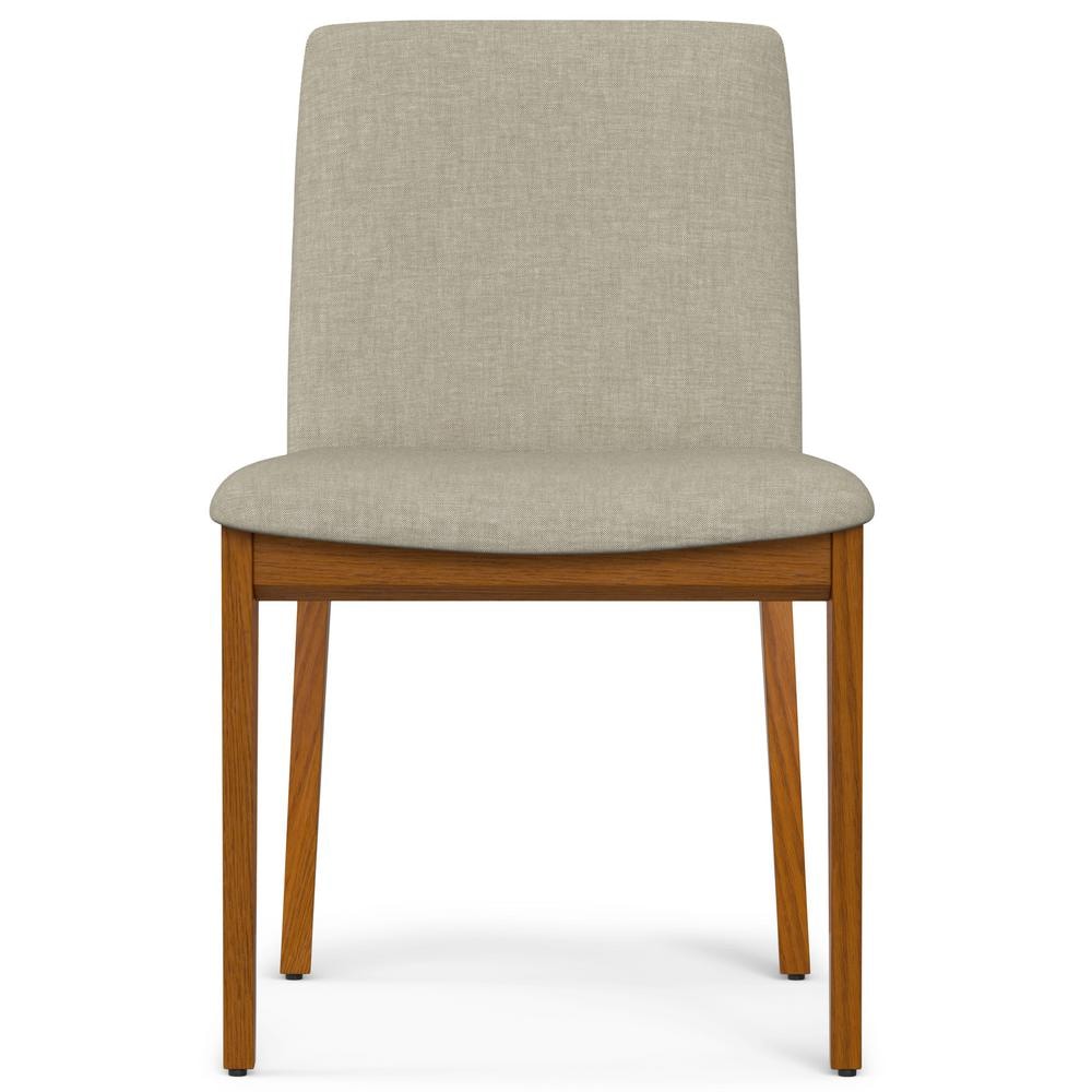 Natural Linen Upholstered Wood Dining Chair Set