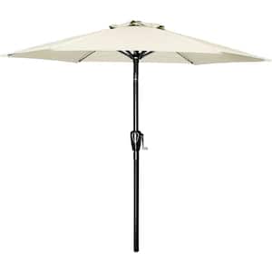 7.5 ft. Patio Umbrella Outdoor Table Market Yard Umbrella with Push Button Tilt/Crank and 6 Sturdy Ribs in Beige