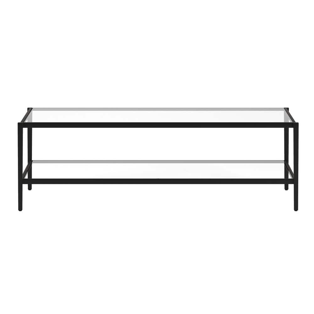 54" Blackened Bronze Rectangular Glass Coffee Table