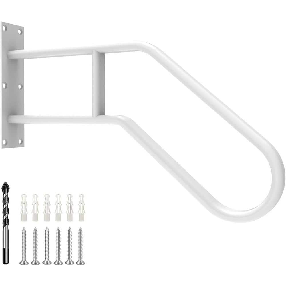 26 in. Metal Handrails for Outdoor Steps Wall Mount, U-Shaped Handrail with