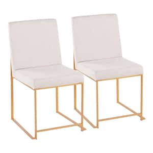 Fuji Beige Fabric Gold High Back Side Dining Chair (Set of 2)