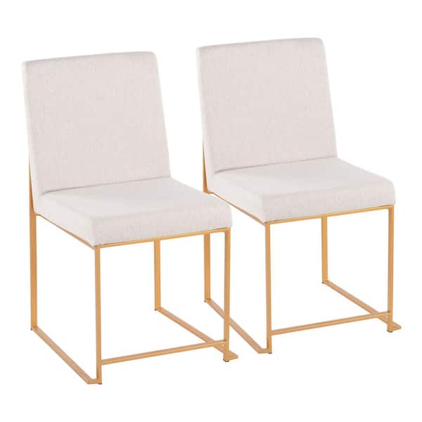 Lumisource Fuji Beige Fabric Gold High Back Side Dining Chair (Set of 2)