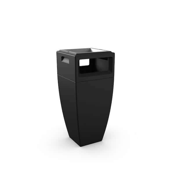 24 Gal. Kobi Outdoor Waste Bin with Ash Tray Black Commercial Trash Can