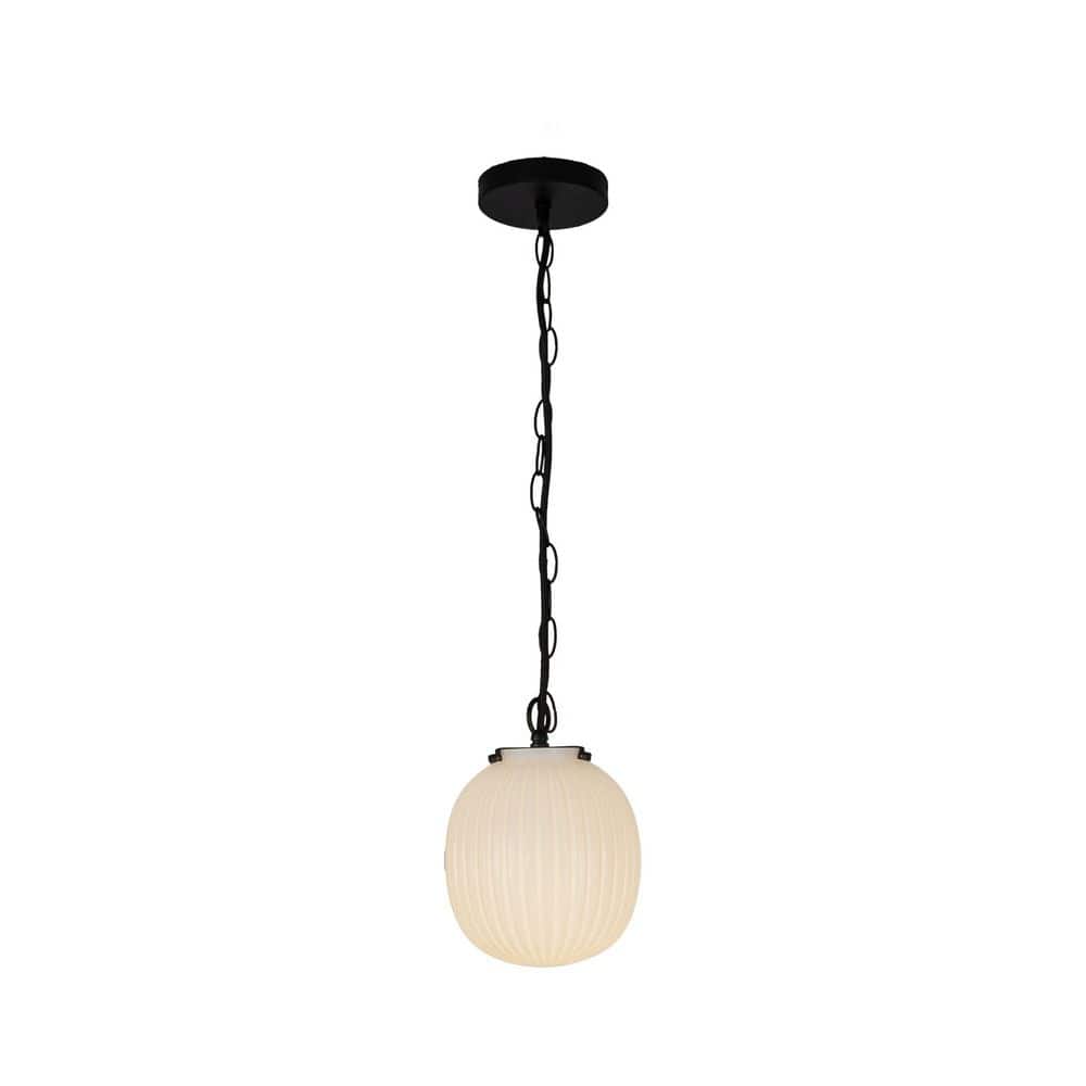 Cherise 7-in 1 Light 60-Watt Matte Black/Glossy Ribbed Opal Glass Pendant Light price history on PriceWatchPro