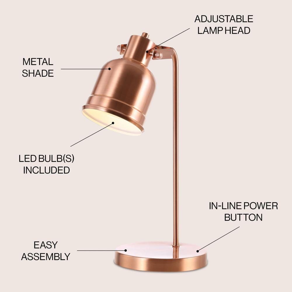 Edgar 18" Copper Metal LED Task Lamp with Dome Shade
